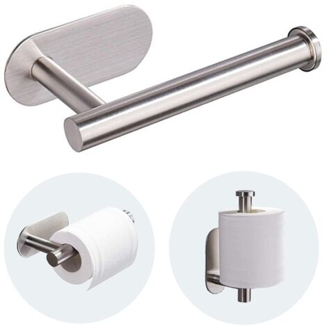 SIENTICE Portarrollos de papel higiénico de pared, acero inoxidable, no requiere taladrar, color plata, 16 cm