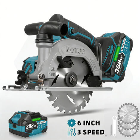 SIENTICE Scie circulaire miniature sans balais, scie électrique sans fil de 6 pouces avec 1 batterie, idéale pour le travail du bois, le bricolage