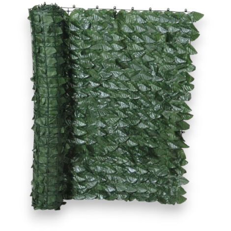 Siepe artificiale per terrazzo e giardino con foglie in resina e supporto in pvc - mt 1.5x3