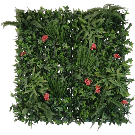 SIEPE ARTIFICIALE RED TROPIC 100X100CM VERDE FISSA