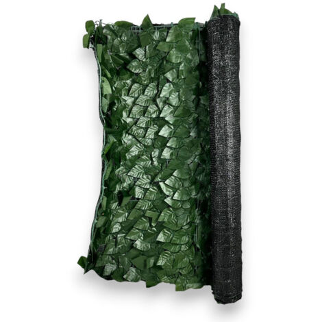 Siepe ornamentale artificiale ombreggiante frangivista con foglie di lauro lunghezza 3 metri - H1.5x3 mt
