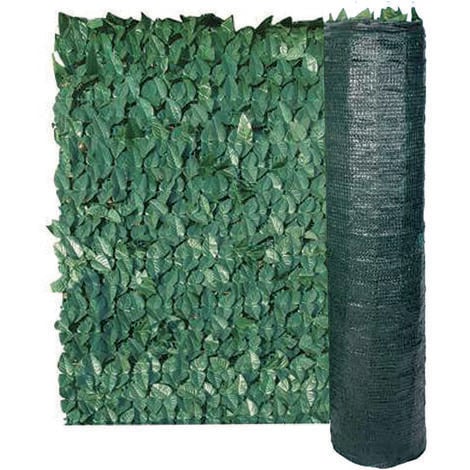 Siepe sintetica verde con foglie di lauro 150 x 300 cm per la
