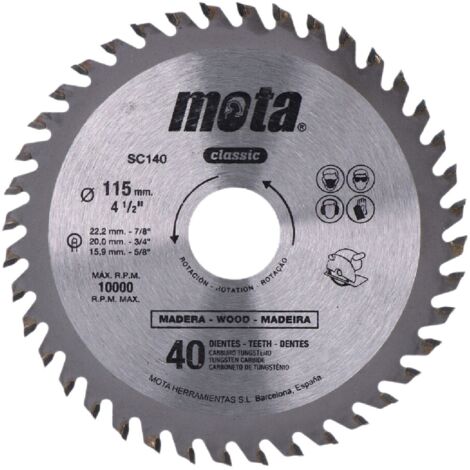Sierra circ widia ø115mm 40 dientes clp18 sc140 mota