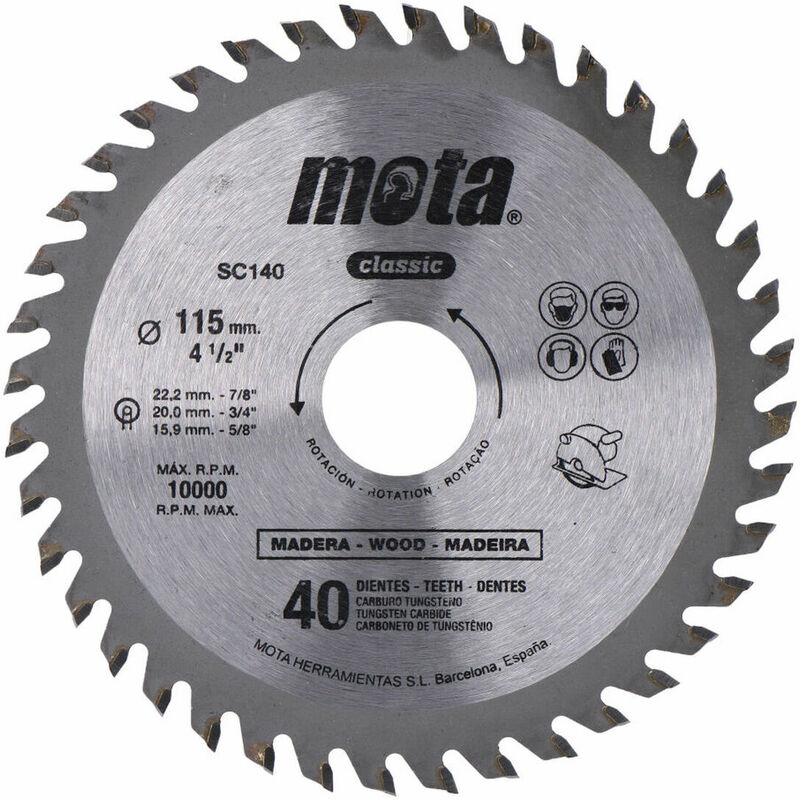 

Sierra circ widia 115mm 40 dientes clp18 sc140-p - Mota Herramientas