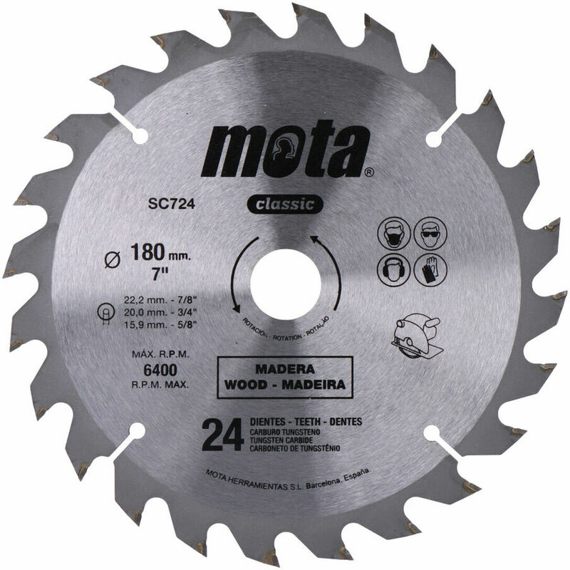 

Sierra circ. widia 180mm 7 1-4 24 dtes c lp18 sc724p - Mota Herramientas