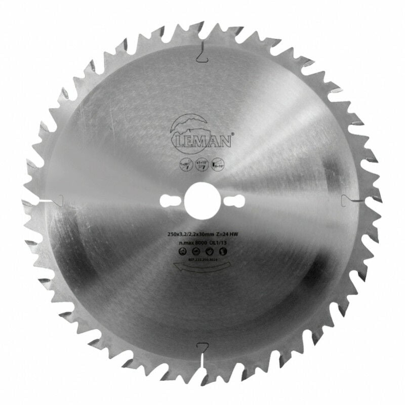 

Hoja de carburo con antirretroceso 250x30x24z - 222.250.3024 - Leman