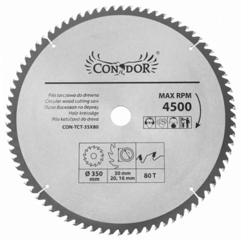 

Sierra circular de madera 350 mm 80 t widia diente