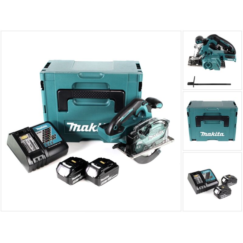 Dcs 553 rmj sierra circular sin cable para metal 18V 150 mm sin escobillas + 2x batería 4.0Ah + cargador + Makpac - Makita