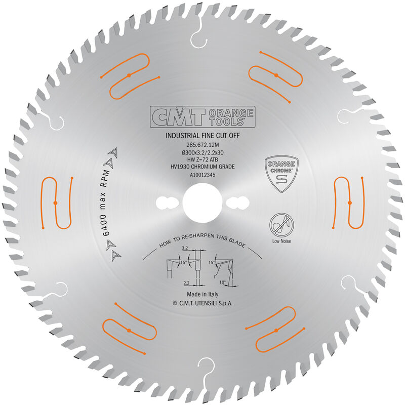 CMT - 285.672.12M sierra circular hw 300X3.2/2.2X30 Z72 10ATB ''cromada'' - 3#4