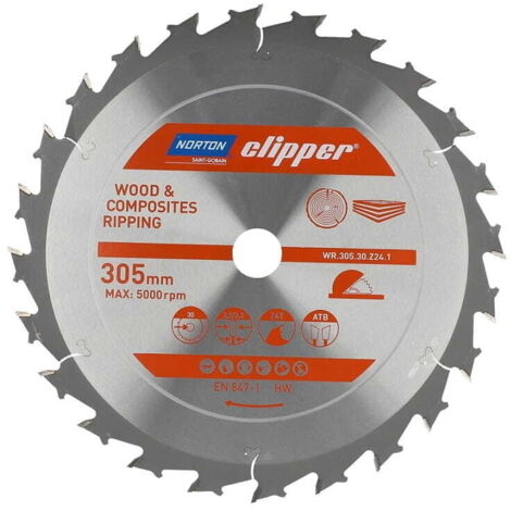 SIERRA CIRCULAR NORTON 305 mm x 30 mm x 24 pulgadas MADERA Y COMPUESTOS ATB 32 22