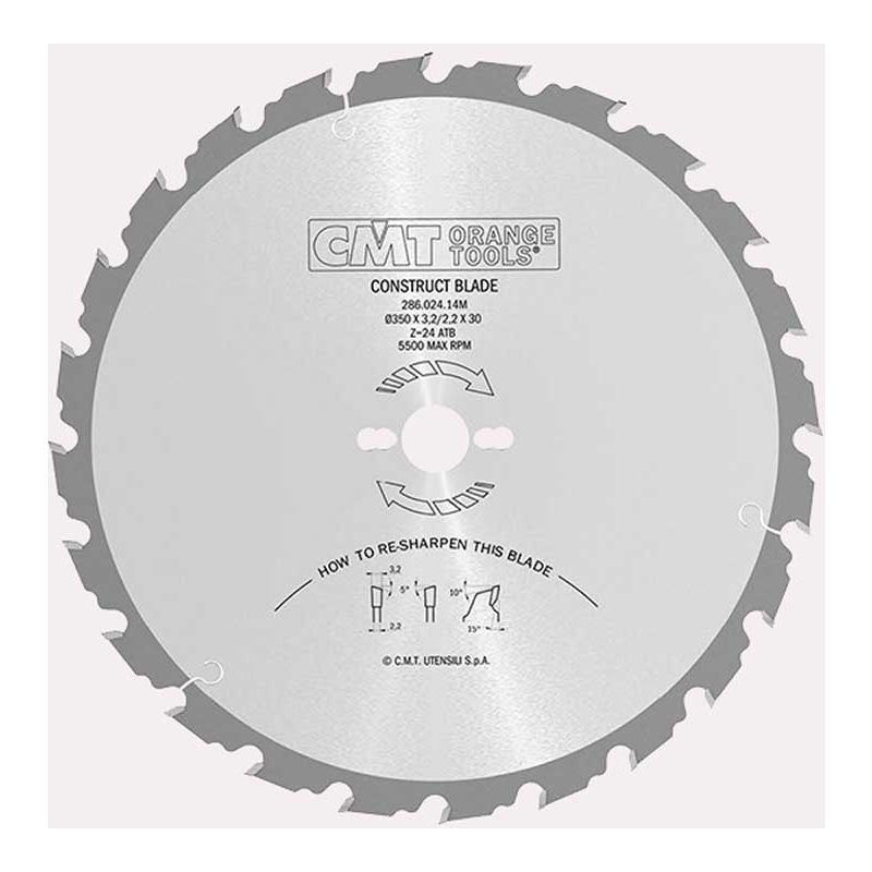 

Cmt Orange Tools - Sierra circular con limitador para la construcción - Diámetro: 300 - Eje: 30 - Dientes: 20