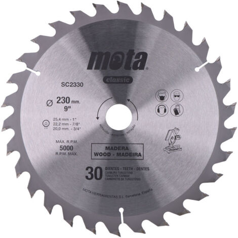 Sierra circular widia, 230mm, 30 dientes  Mota Herramientas 39555