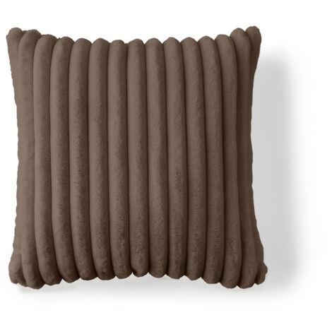 Sierra - coussin - en fausse fourrure côtelé - 40x40 cm - marron