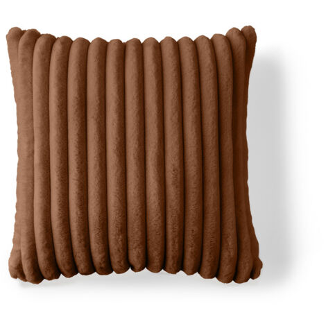 Sierra - coussin - en fausse fourrure côtelé - 40x40 cm - rouille