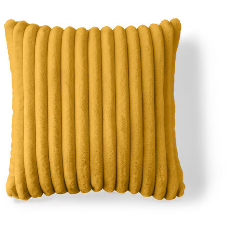 Sierra - coussin - en fausse fourrure côtelé - 50x50 cm - jaune