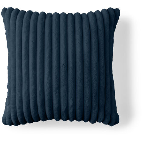 Sierra - coussin - en fausse fourrure côtelé - 60x60 cm - bleu ardoise