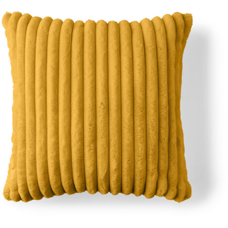Sierra - coussin - en fausse fourrure côtelé - 60x60 cm - jaune