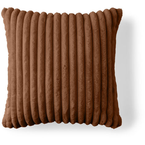 Sierra - coussin - en fausse fourrure côtelé - 60x60 cm - rouille