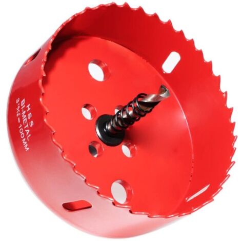 Sierra de corona bimetálica HSS M42 de 100 mm - Con adaptador y broca piloto - Ideal para madera, plástico, yeso, contrachapado y metales - Profundidad de corte de hasta 32 mm