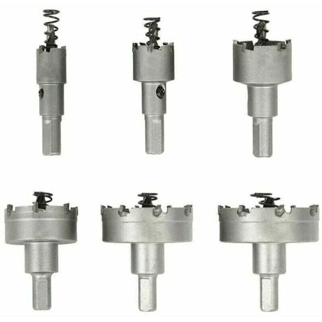 Sierra de corona para metal, XU, juego de 6 brocas de carburo, sierras de corona de acero inoxidable, aluminio, acero, cobre, madera, 16 22 30 40 50 60 KZQ - KZQ