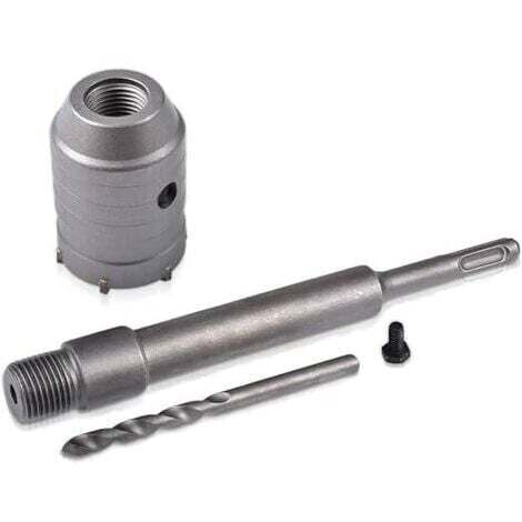 Sierra de corona SDS 40 mm + biela 200 mm + broca helicoidal + tornillo de posicionamiento, para muros de hormigón armado, ladrillos, aberturas de aire acondicionado