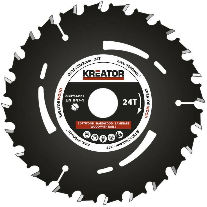 

Kreator KRT020301 Disco de sierra de pista para madera 135mm 24 dientes