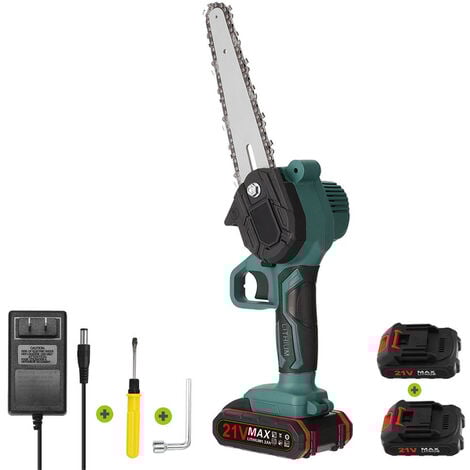 Sierra de podar electrica, motosierra para cortar madera recargable, con dos baterias, 21V