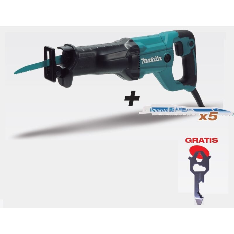 

Sierra de sable 1.200W 30 mm JR3051TK MAKITA PRK00432 + sierras ( 5pcs.) + llavero multiusos