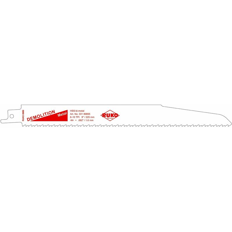

33189895 - PACK DE 5 SIERRAS DE SABLE ACERO DE CORTE ULTRA RÁPIDO (BOSCH S 1120 CF) LARGO 225 MM, PASO 1,6 MM - Ruko