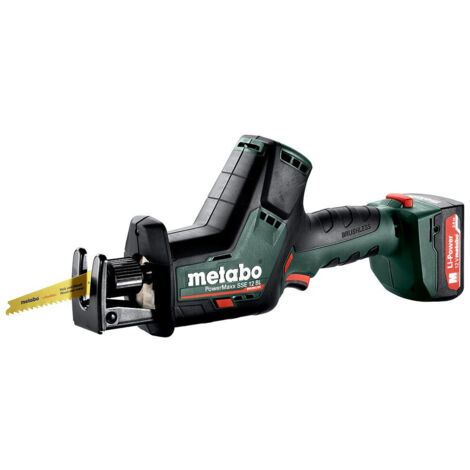 Sierra de sable de 12 V SSE 12 BL - 2 x 2,0 Ah Li-Power, SC30, maletín Metabox Metabo