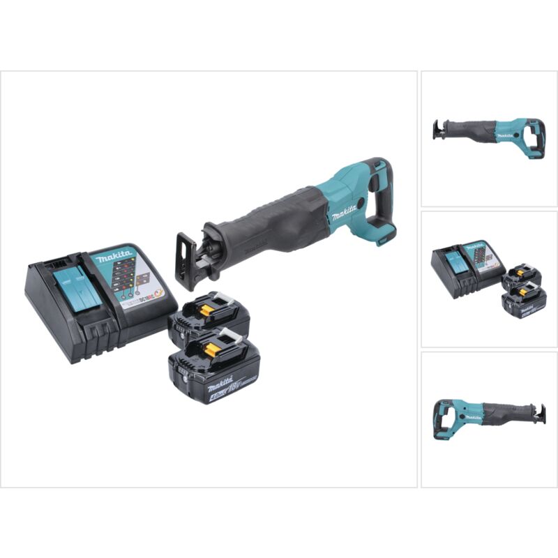 Sierra de sable sin cable Makita djr 186 rm 18 v + 2 baterías de 4,0 Ah + cargador