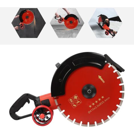 Sierra eléctrica para hormigón con hoja de diamante de 4000 W, ajustable, para cortar hormigón, ranuradora de paredes sin polvo, ideal para cortar piedra, hormigón y granito (hoja de sierra de 410 mm)
