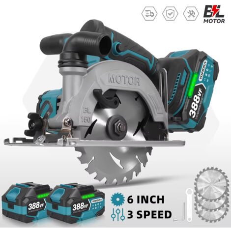 Sierra eléctrica portátil para cortar madera y tuberías de PVC, profundidad de corte de 55 mm, 2 juegos de baterías