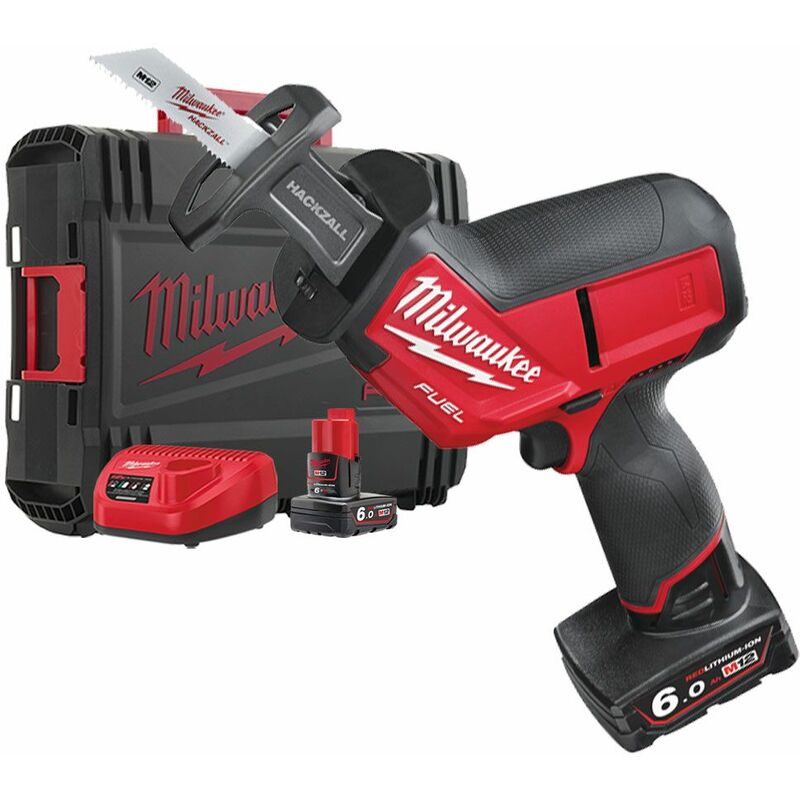 

Milwaukee - M12 CHZ-602X 12V Litio-ion bateria Juego de Sierra de sable (batería 2x 6.0Ah) en maletín HD - cambio rápido - sin escobillas