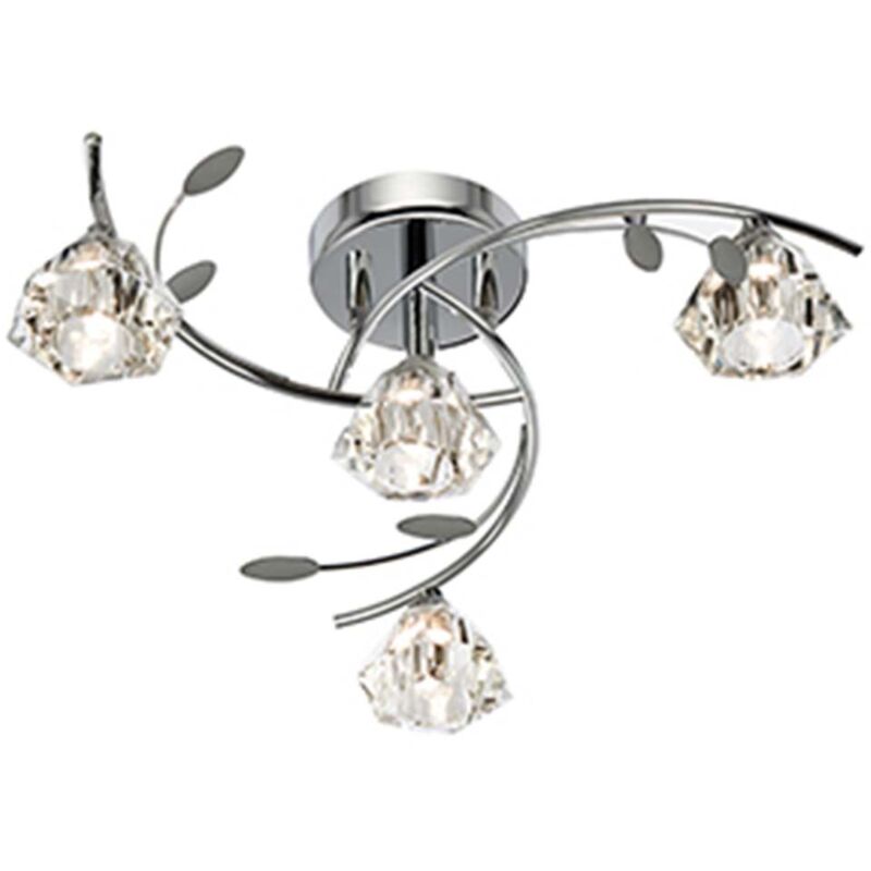 Searchlight - Sierra - Soffitto multibraccio a 4 luci semi-incasso cromato e vetro, G9
