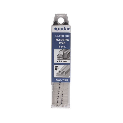 Sierras de calar para maderas, plásticos y PVC (5 piezas)                                                     75 x 3mm        T111C
