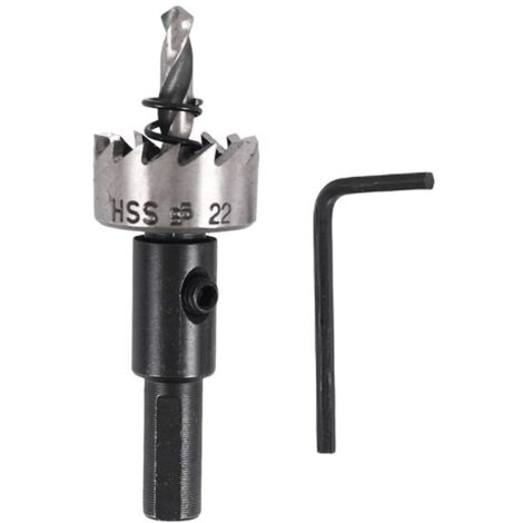 Sierras de corona HSS para taladrar acero, aptas para madera, cortador de metal aleado, 22 mm