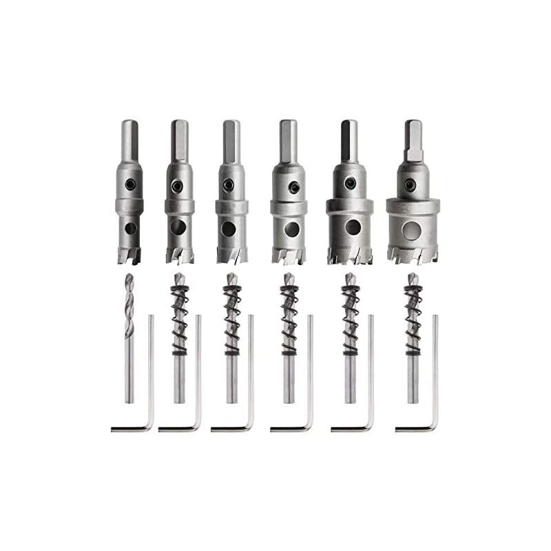 Sierras perforadoras de carburo de tungsteno de alta resistencia: para taladrar con precisión acero inoxidable, hierro y otros materiales. Juego de 6