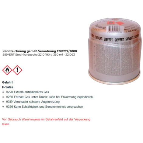 SIEVERT Cartouche à piquer 2210 190 g 350 ml - 221093