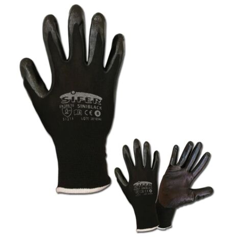 Sifer Black Nitrile Nylon Glove T 8SI680 Siniblack Titan