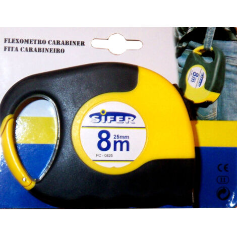 Sifer Carabinero Flexomètre en caoutchouc 8m 25mm