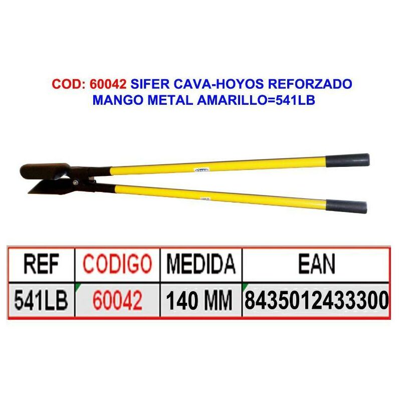 

sifer finstock cava-hoyos reforzado mango metal amarillo 541lb - Mibricotienda