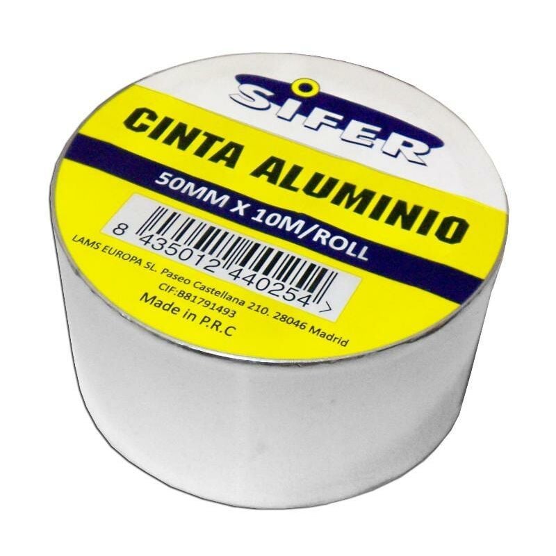 

sifer cinta adhesiv aluminio altas temperatura 50 mmx10 mt rollo - Mibricotienda