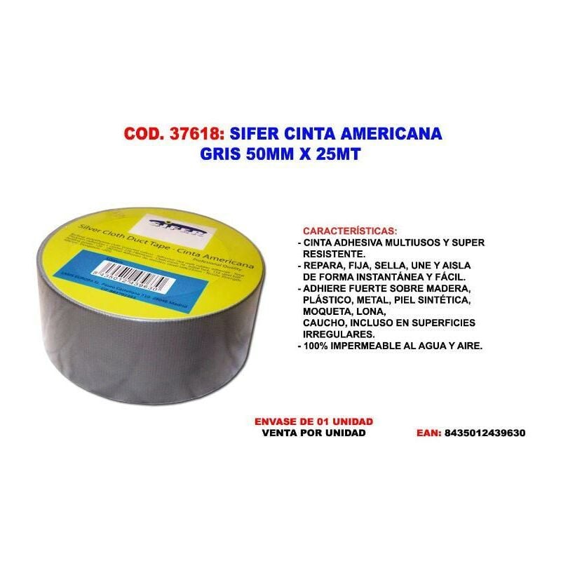 

sifer cinta americana gris 50mm x 25 mt - Mibricotienda
