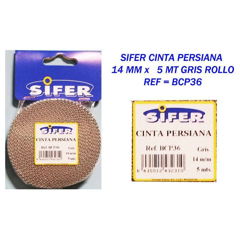 

sifer cinta persiana 14 mm x 5 mt gris rollo bcp36 - Mibricotienda