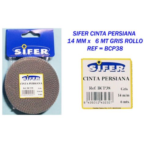 SIFER CINTA PERSIANA 14 MM x 6 MT GRIS ROLLO
