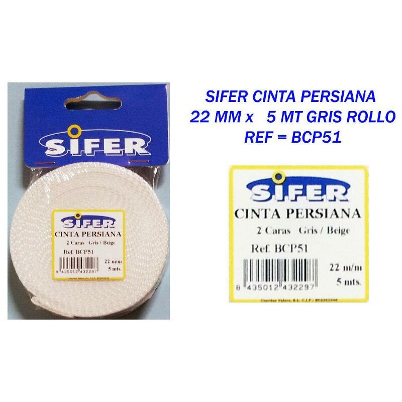 

sifer cinta persiana 22 mm x 5 mt gris-beige rollo bcp51 - Mibricotienda