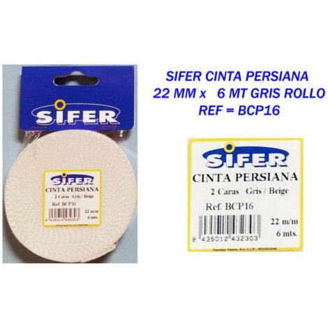 SIFER CINTA PERSIANA 22 MM x 6 MT GRIS BEIGE ROLLO BCP16
