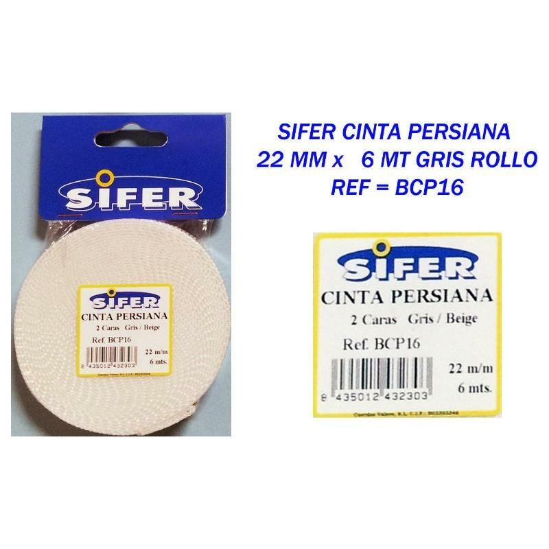 

sifer cinta persiana 22 mm x 6 mt gris-beige rollo bcp16 - Mibricotienda