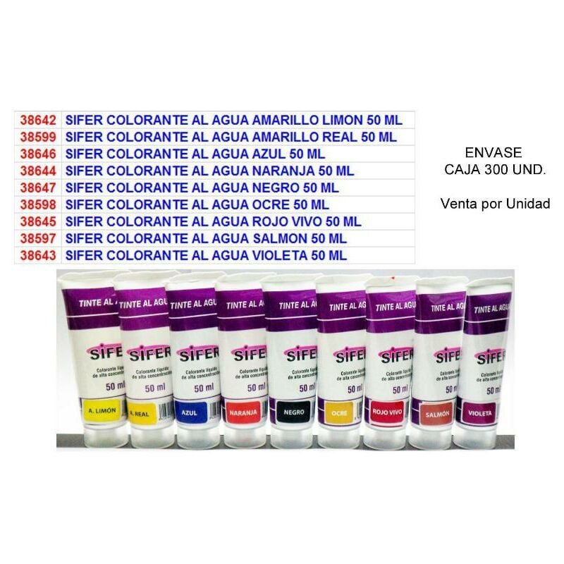 

sifer colorante al agua salmon 50 ml - Mibricotienda